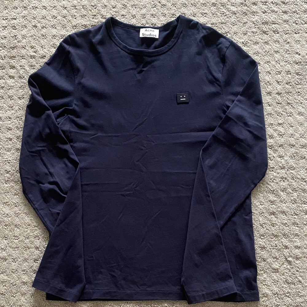 Acne Studios Navy Long-Sleeve Logo Tee